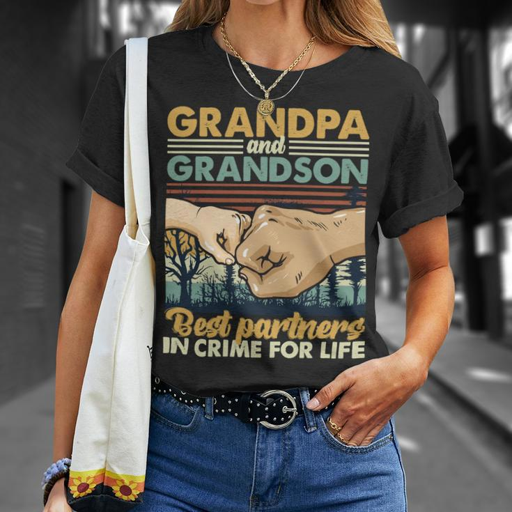 Father Grandpa And Grandson Best Partners In Crime For Life 113 Family Dad Unisex T-Shirt Gifts for Her