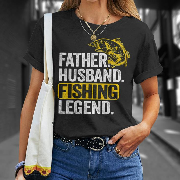 Father Husband Fishing Legend Bass Fisherman Dad Fishing T-shirt Gifts for Her