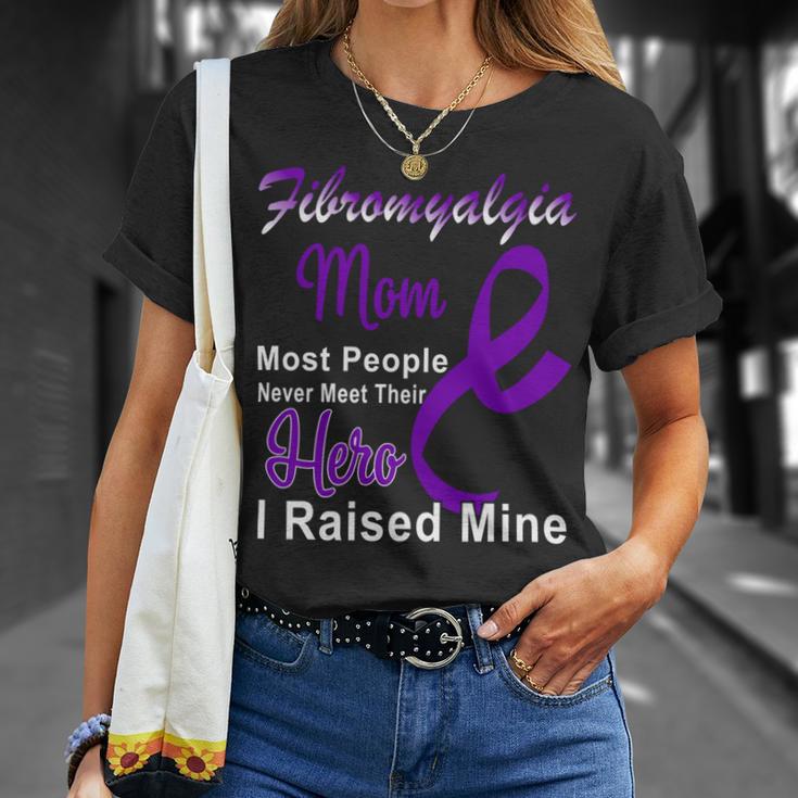 Fibromyalgia Mom Most People Never Meet Their Hero I Raised Mine Purple Ribbon Fibromyalgia Fibromyalgia Awareness Unisex T-Shirt Gifts for Her