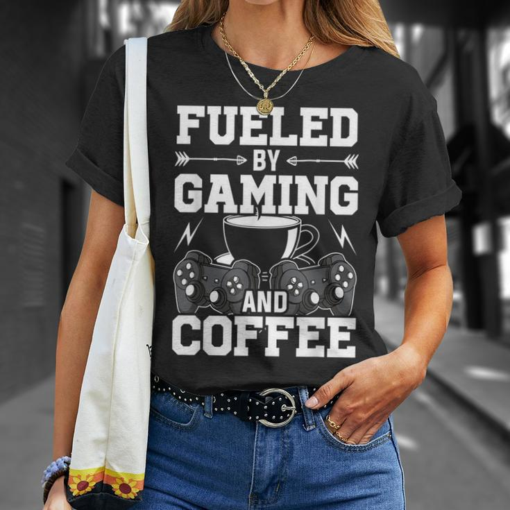 Fueled By Gaming And Coffee Video Gamer Gaming Unisex T-Shirt Gifts for Her