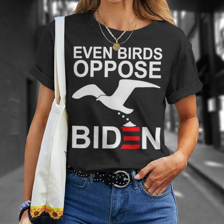 Funny Even Birds Oppose Biden Unisex T-Shirt Gifts for Her