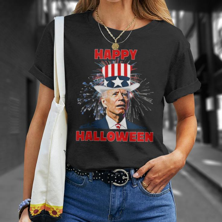 Funny Joe Biden Happy Halloween For Fourth Of July Unisex T-Shirt Gifts for Her