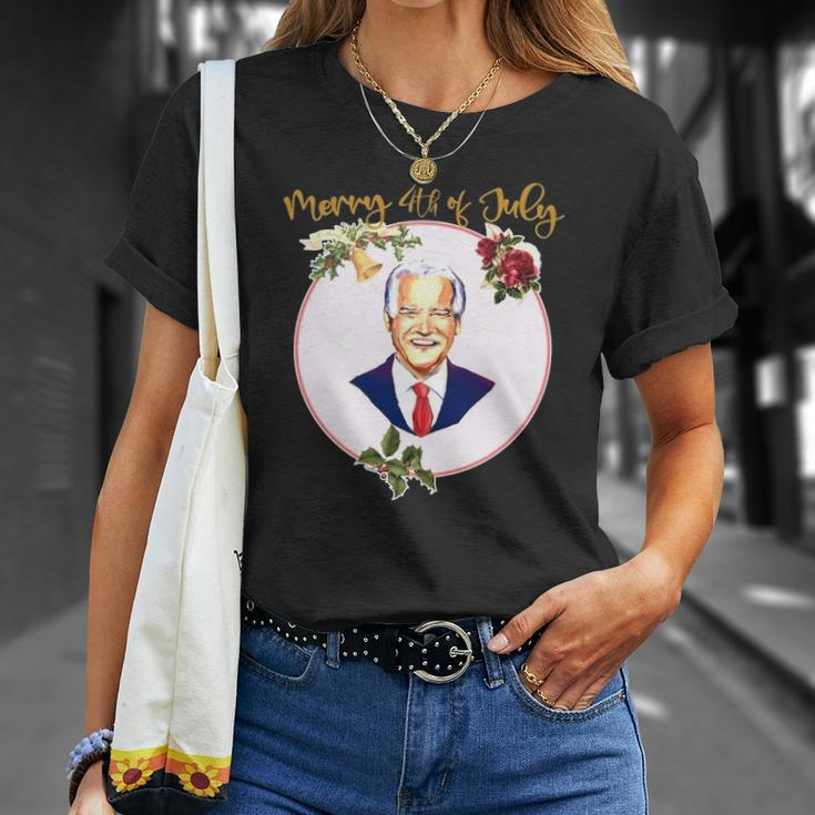 Funny Ugly Christmas Vintage Joe Biden Merry 4Th Of July Unisex T-Shirt Gifts for Her