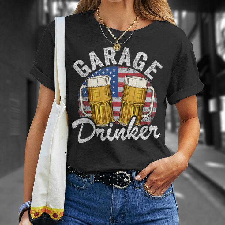 Garage Drinker 4Th Of July American Flag Dad Mens Garage Unisex T-Shirt Gifts for Her