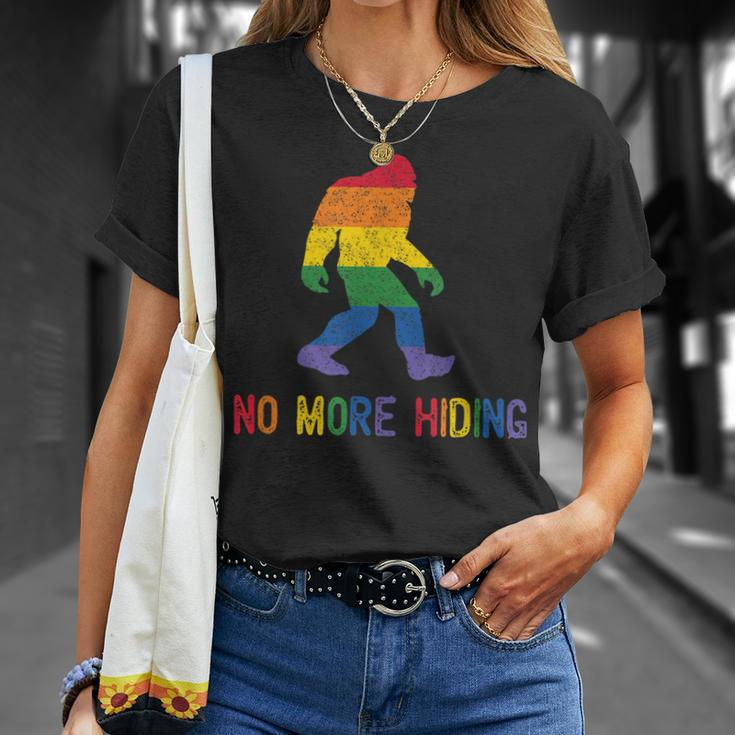 Gay Pride Support - Sasquatch No More Hiding - Lgbtq Ally Unisex T-Shirt Gifts for Her