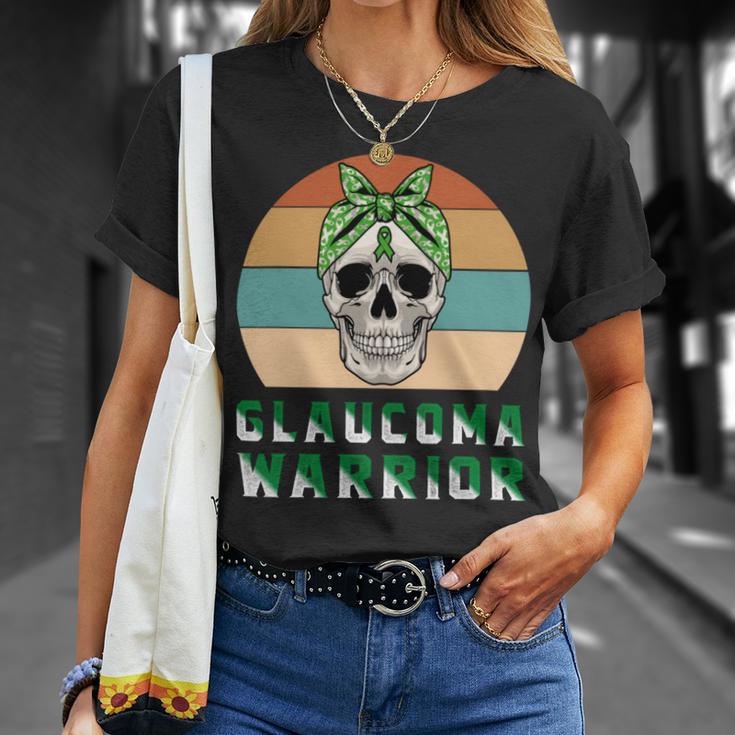 Glaucoma Warrior Skull Women Vintage Green Ribbon Glaucoma Glaucoma Awareness V2 Unisex T-Shirt Gifts for Her