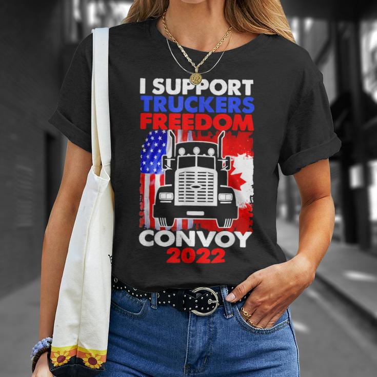I Support Truckers Freedom Convoy 2022 V3 Unisex T-Shirt Gifts for Her