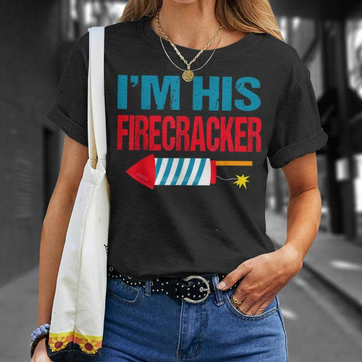 Im His Firecracker His And Hers 4Th Of July Matching Couple Unisex T-Shirt Gifts for Her