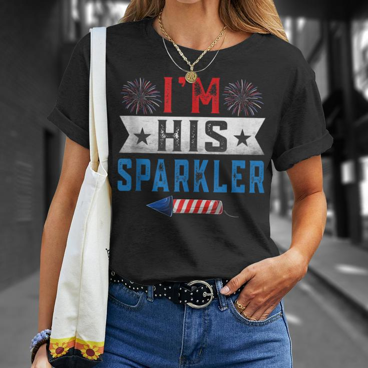 Im His Sparkler Cute 4Th Of July Matching Couple For Her Unisex T-Shirt Gifts for Her