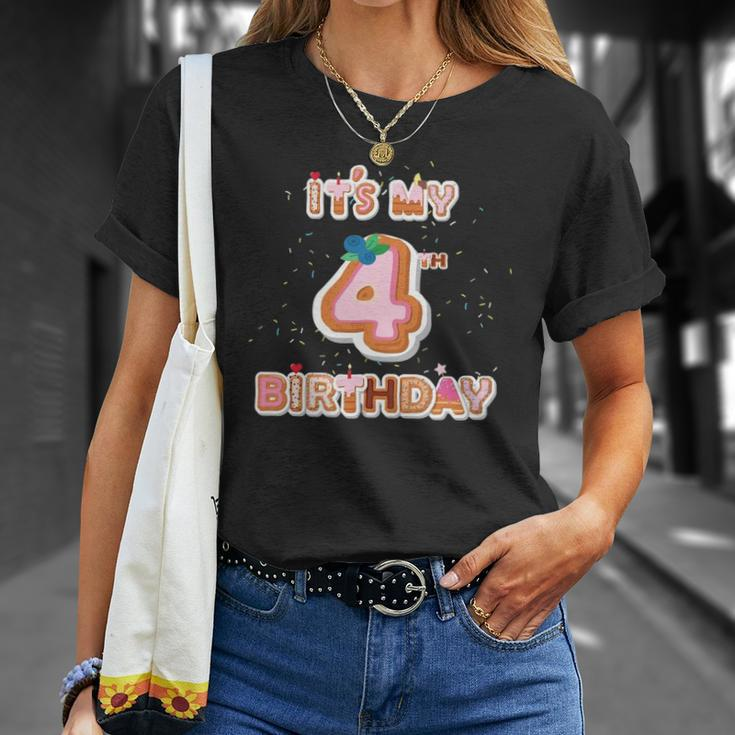 Its My 4Th Birthday Donut - 4 Years Old B-Day Girl Unisex T-Shirt Gifts for Her