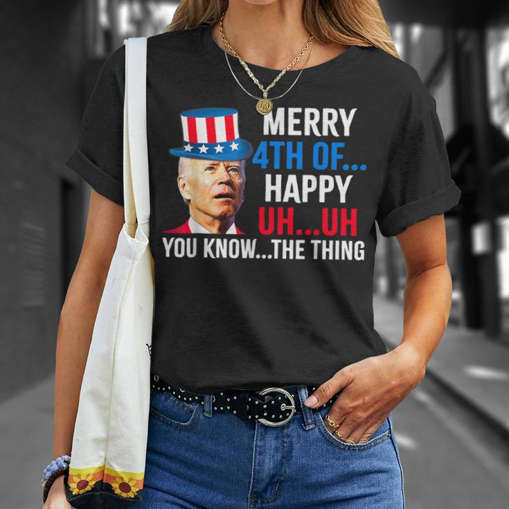 Joe Biden Confused Merry Happy Funny 4Th Of July Unisex T-Shirt Gifts for Her