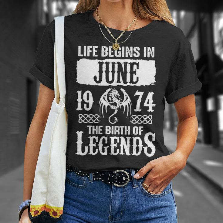 June 1974 Birthday Life Begins In June 1974 T-Shirt Gifts for Her