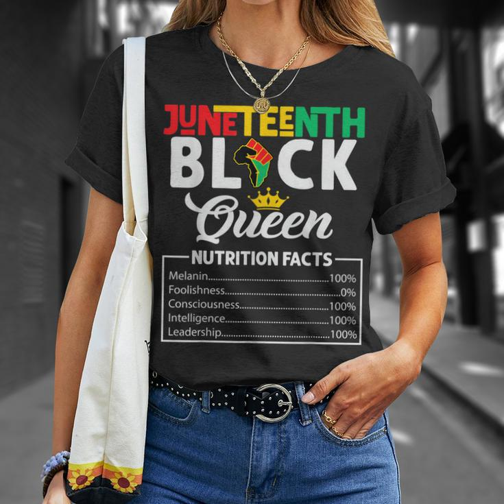 Junenth Womens Black Queen Nutritional Facts Freedom Day Unisex T-Shirt Gifts for Her