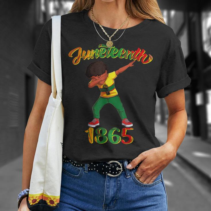 Juneteenth 1865 Dab Black Boy Brown Skin Afro American Boys Unisex T-Shirt Gifts for Her