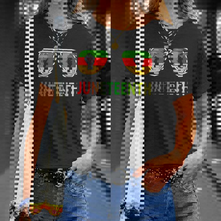 Juneteenth Sunglasses Black Pride Flag Fists Men Women Unisex T-Shirt Gifts for Her