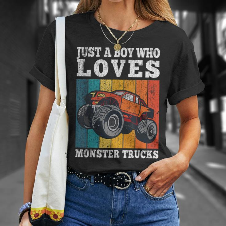 Just A Boy Who Loves Monster Trucks Kids Boys Truck Driver Unisex T-Shirt Gifts for Her