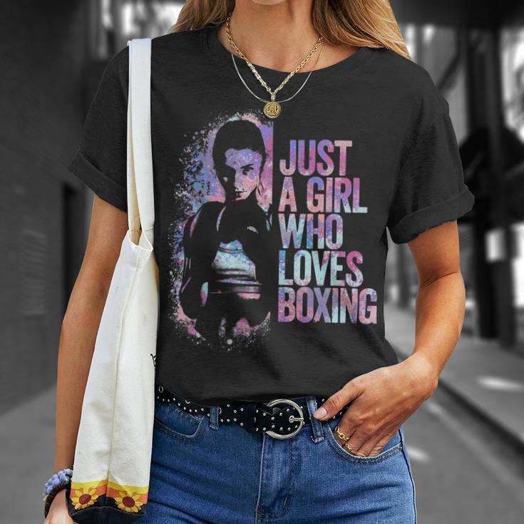 Just A Girl Who Loves Boxing Ink Splatter Unisex T-Shirt Gifts for Her