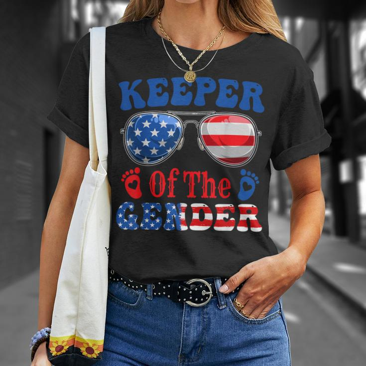 Keeper Of The Gender 4Th Of July Baby Gender Reveal Unisex T-Shirt Gifts for Her