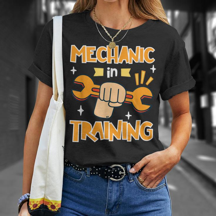 Kids Little Future Mechanic In Training Car Auto Proud Dad Unisex T-Shirt Gifts for Her