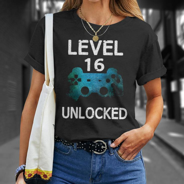 Level 16 Unlocked Boys 16Th Birthday 16 Years Old Gamer Unisex T-Shirt Gifts for Her