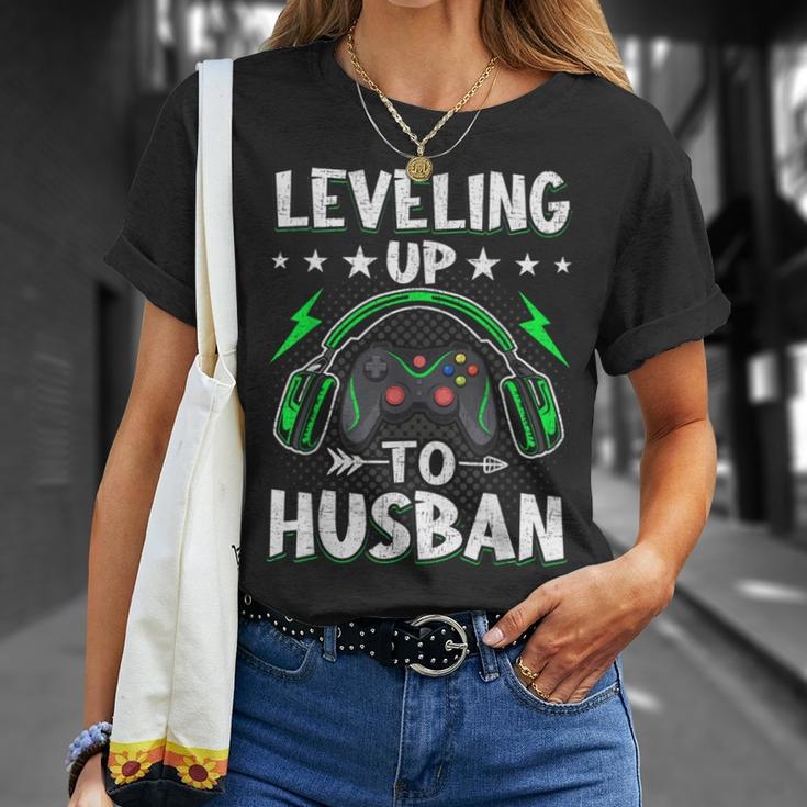 Leveling Up To Husban Husband Video Gamer Gaming Unisex T-Shirt Gifts for Her