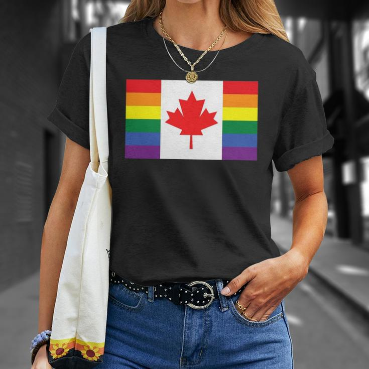 Lgbt Gay Pride Rainbow Canadian Flag Unisex T-Shirt Gifts for Her