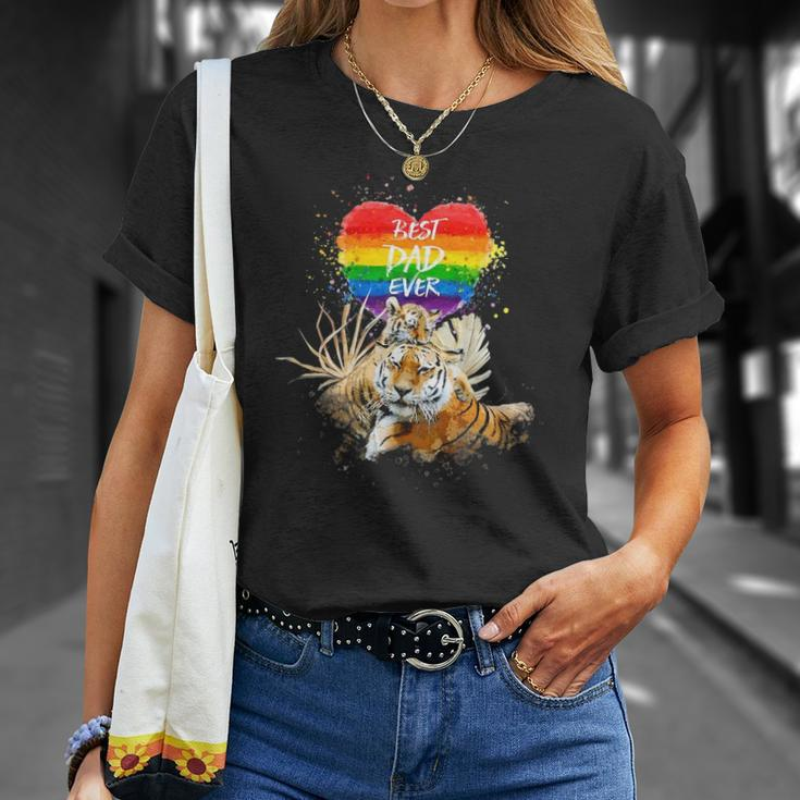 Lgbt Pride Daddy Tiger Rainbow Best Dad Ever Fathers Day T-shirt Gifts for Her