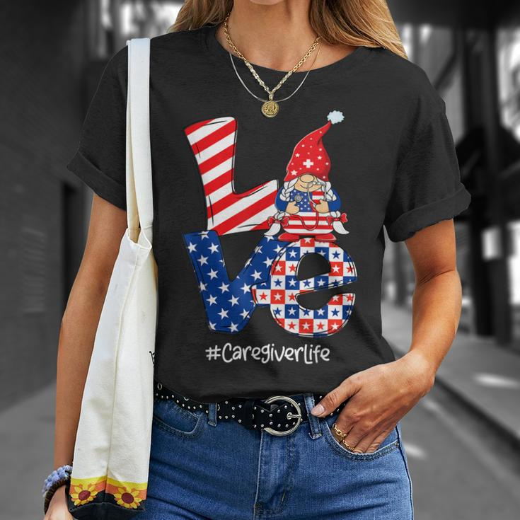 Love Caregiver Life Nurse Stethoscope Patriotic 4Th Of July Unisex T-Shirt Gifts for Her