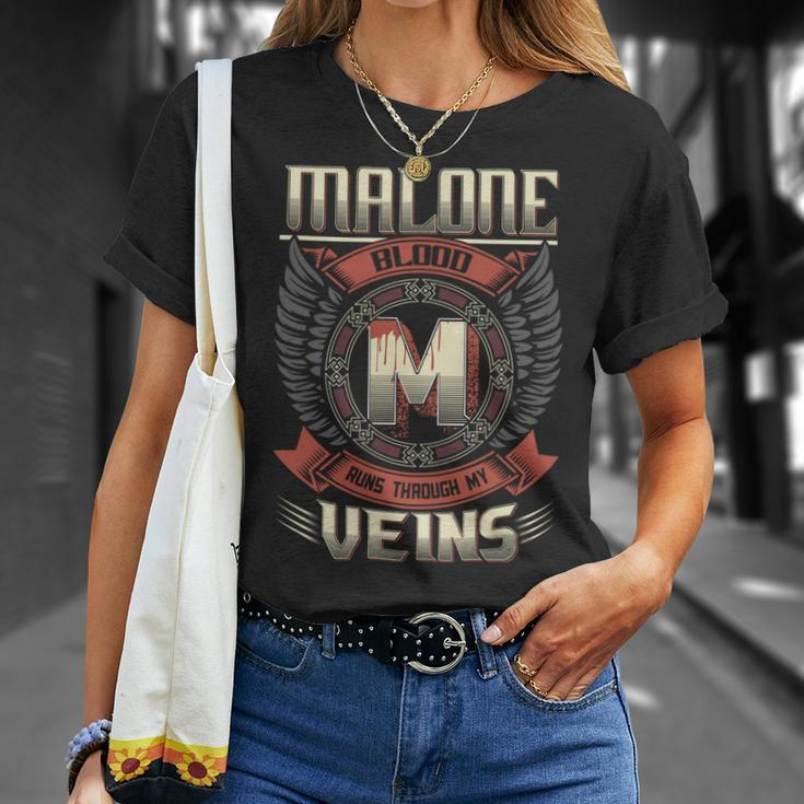 Malone Blood Run Through My Veins Name Unisex T-Shirt Gifts for Her