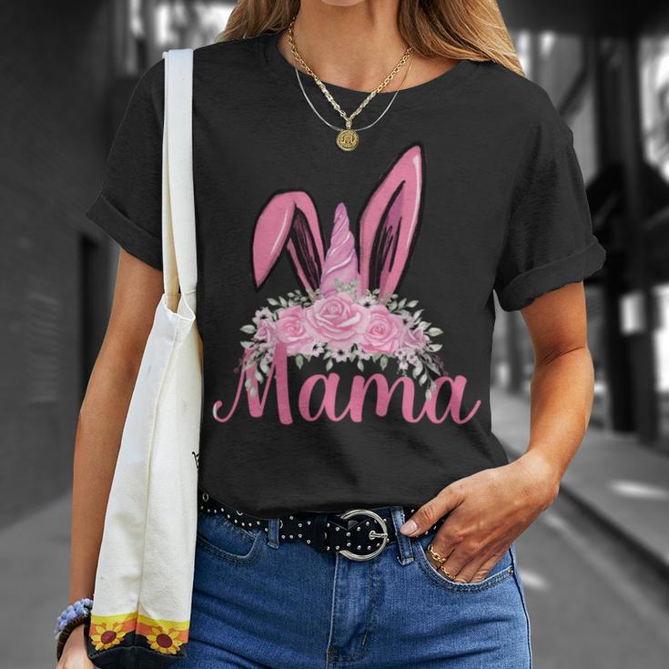 Mama Floral Leopard Bunny Easter Happy Easter Mothers Day Unisex T-Shirt Gifts for Her