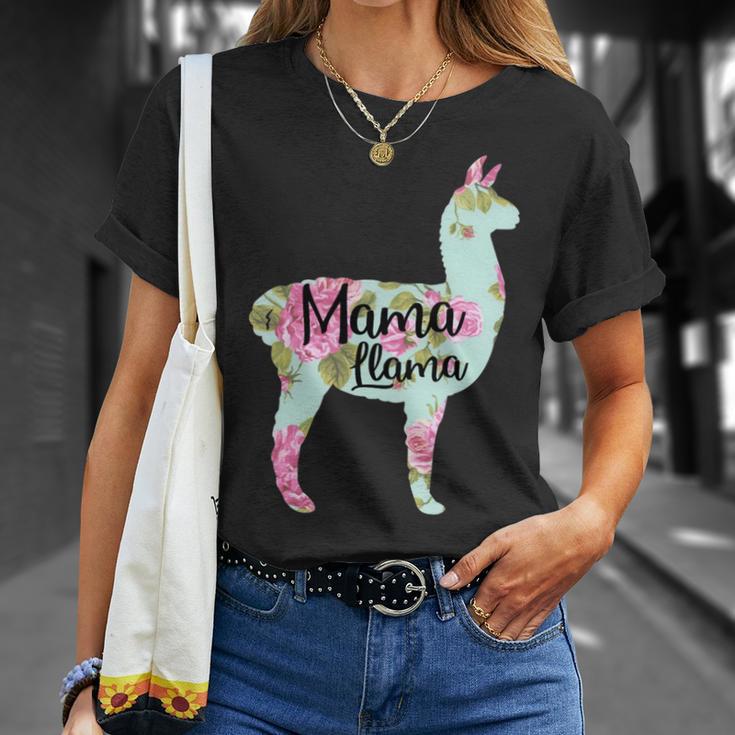 Mama Llama Floral Unisex T-Shirt Gifts for Her