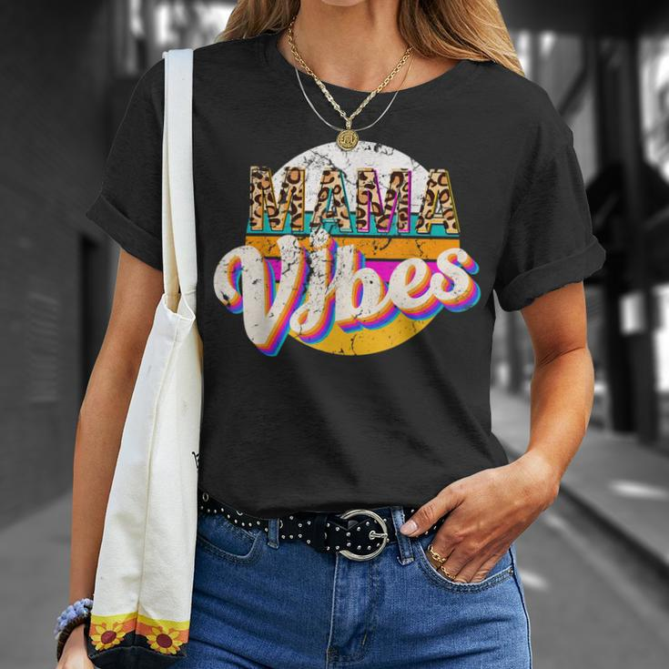 Mama Vibes Leopard Distressed Retro Sunset Summer Vibes T-shirt Gifts for Her