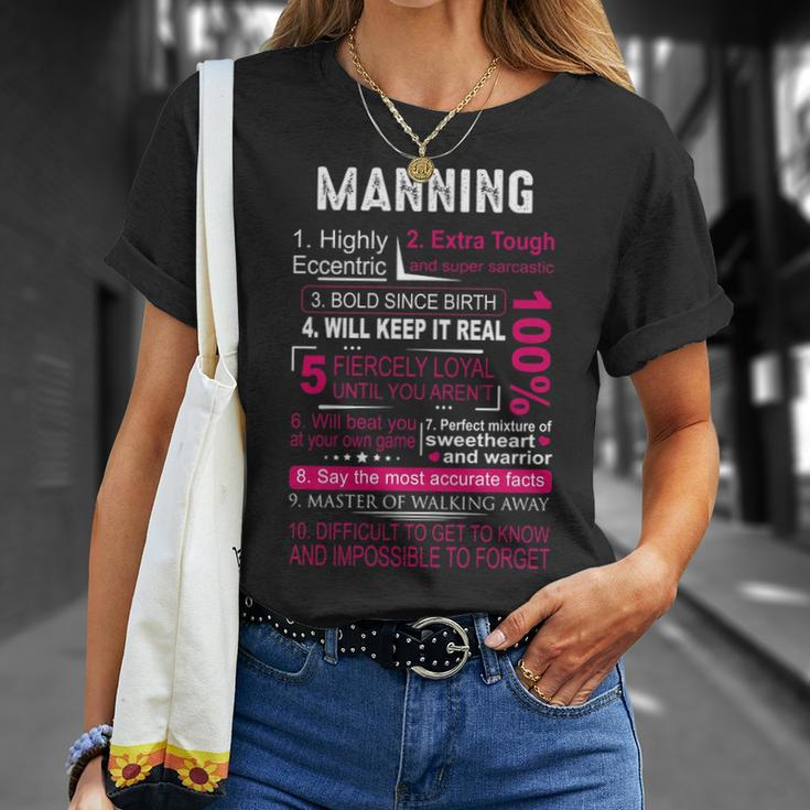 Manning Name Manning T-Shirt Gifts for Her
