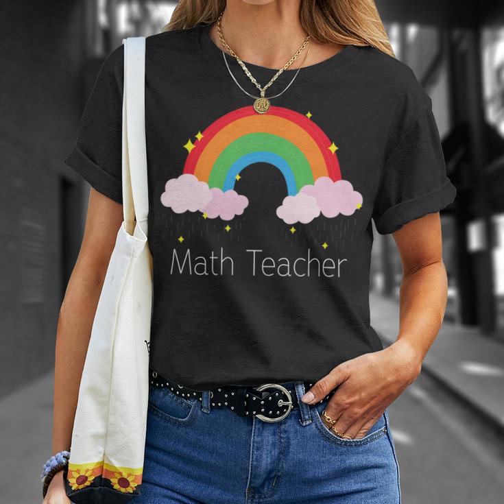 Math Teacher With Rainbow Design Unisex T-Shirt Gifts for Her