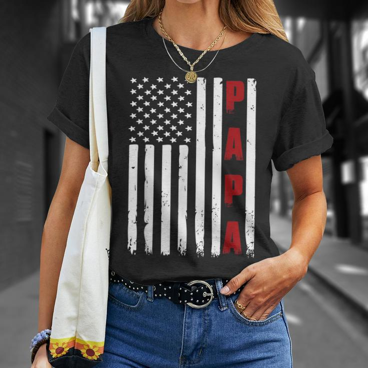 Mens Fathers Day Best Dad Ever Usa American Flag Unisex T-Shirt Gifts for Her