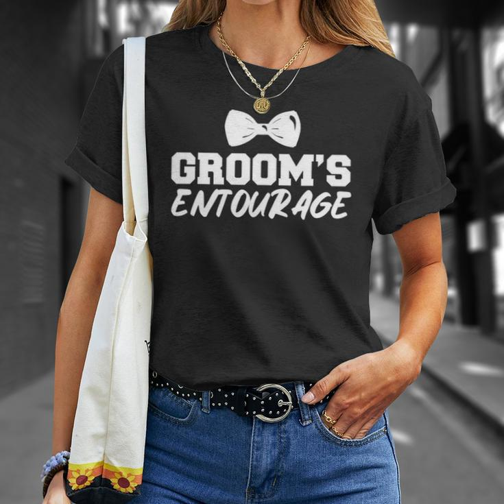 Mens Grooms Entourage Bachelor Stag Party Unisex T-Shirt Gifts for Her