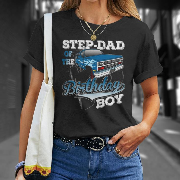 Mens Step-Dad Of The Birthday Boy Monster Truck Birthday Unisex T-Shirt Gifts for Her