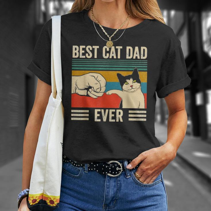 Mens Vintage Best Cat Dad Ever Bump Fit Classic Unisex T-Shirt Gifts for Her