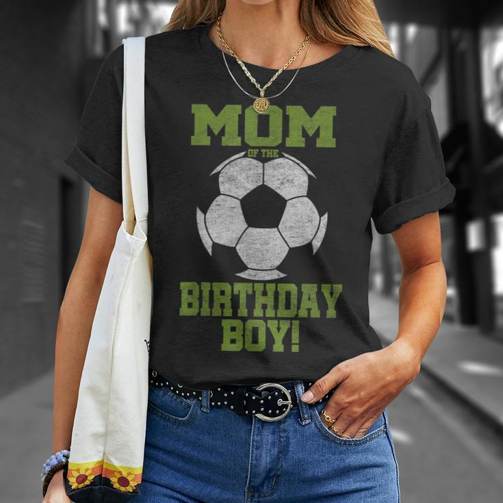 Mom Of The Birthday Boy Soccer Lover Vintage Retro Unisex T-Shirt Gifts for Her