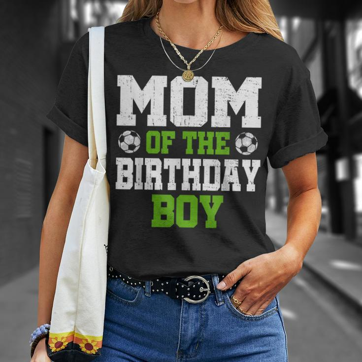 Mom Of The Birthday Boy Soccer Player Vintage Retro Unisex T-Shirt Gifts for Her