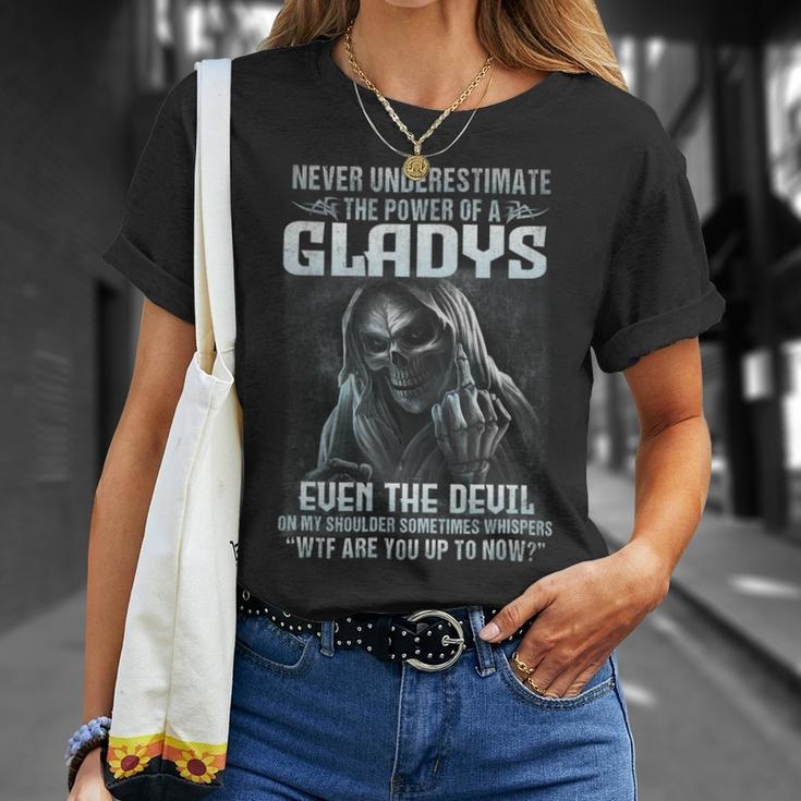 Never Underestimate The Power Of An Gladys Even The Devil V8 Unisex T-Shirt Gifts for Her
