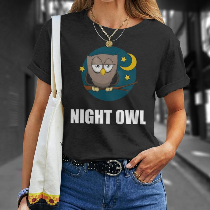 Night Owl Moon Cartoon Funny Unisex T-Shirt Gifts for Her