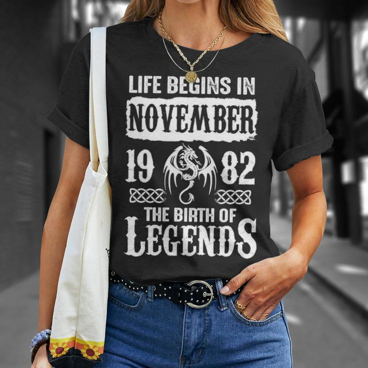 November 1982 Birthday Life Begins In November 1982 T-Shirt Gifts for Her
