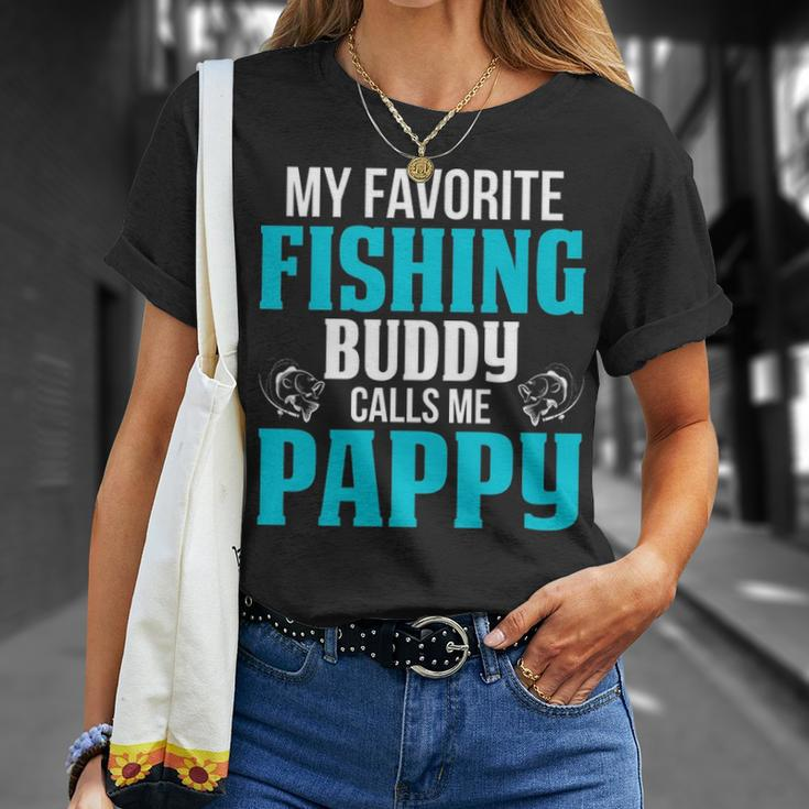 Pappy Grandpa Fishing My Favorite Fishing Buddy Calls Me Pappy T-Shirt Gifts for Her