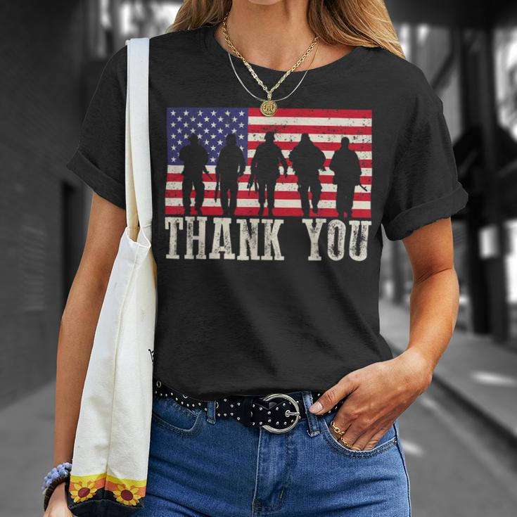 Patriotic American Flag Thank You For Men Women Kid Girl Boy Unisex T-Shirt Gifts for Her