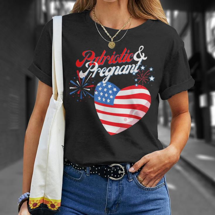 Patriotic And Pregnant 4Th Of July Pregnancy Announcement Unisex T-Shirt Gifts for Her