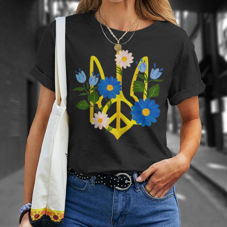 Peace In The Crest Of Ukraine Peace And Solidarity For Ukraine Unisex T-Shirt Gifts for Her