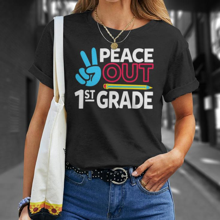 Peace Out 1St Grade Last Day Of School Teacher Girl Boy Unisex T-Shirt Gifts for Her