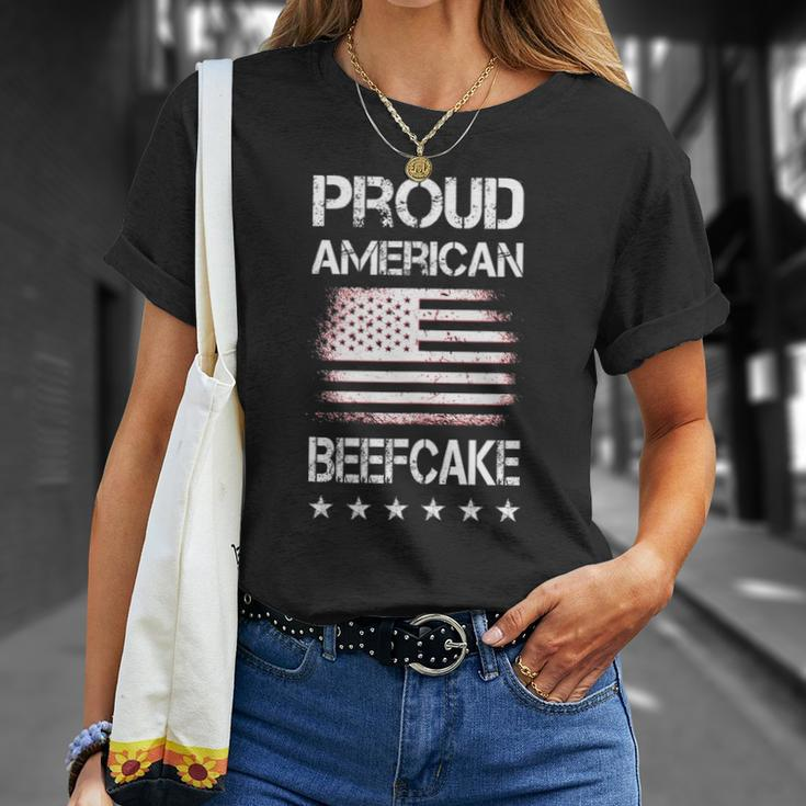 Proud American Beefcake Fourth Of July Patriotic Flag T-shirt Gifts for Her