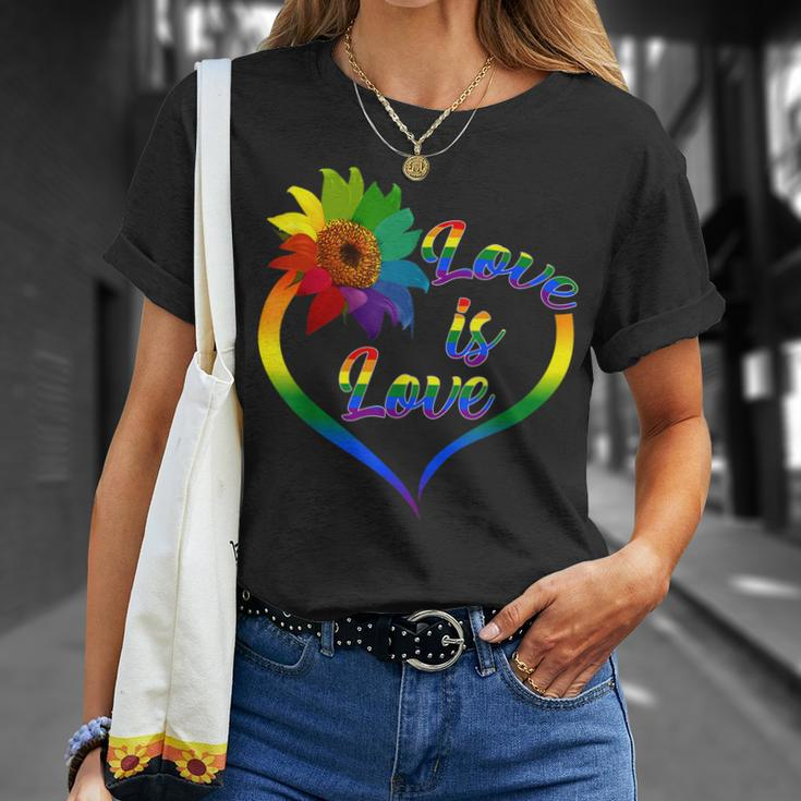 Rainbow Sunflower Love Is Love Lgbt Gay Lesbian Pride V2 Unisex T-Shirt Gifts for Her